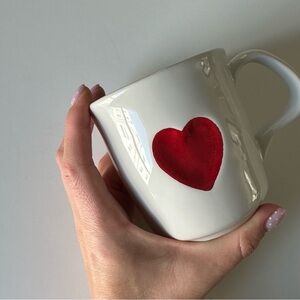 Williams Sonoma White Ceramic Mug with Red Heart